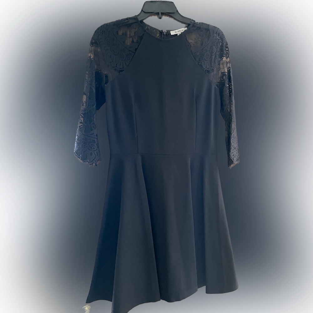 BB Dakota Little black dress with flared skirt and lace top